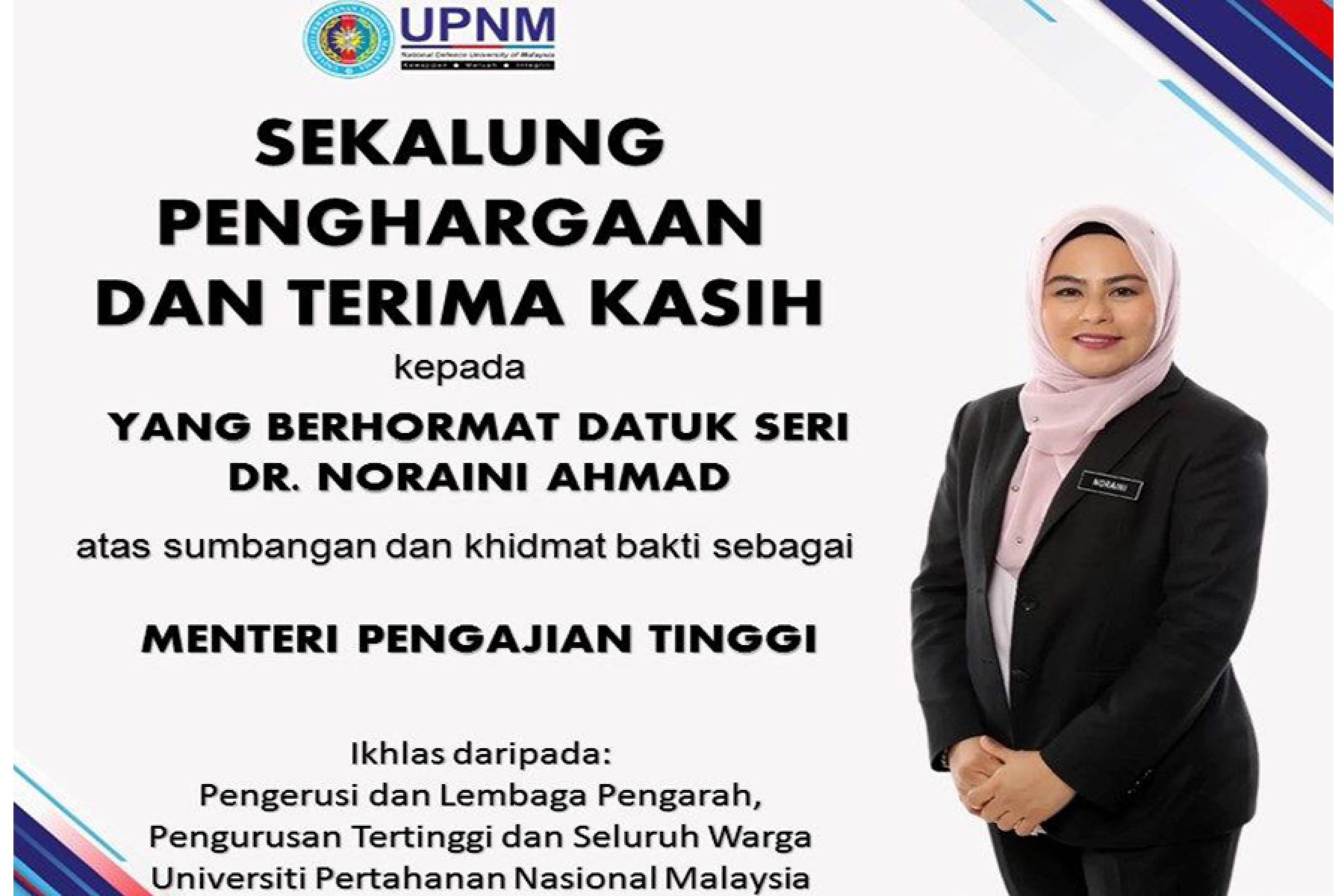 Sekalung Penghargaan & Terima Kasih Kepada Menteri Pengajian Tinggi